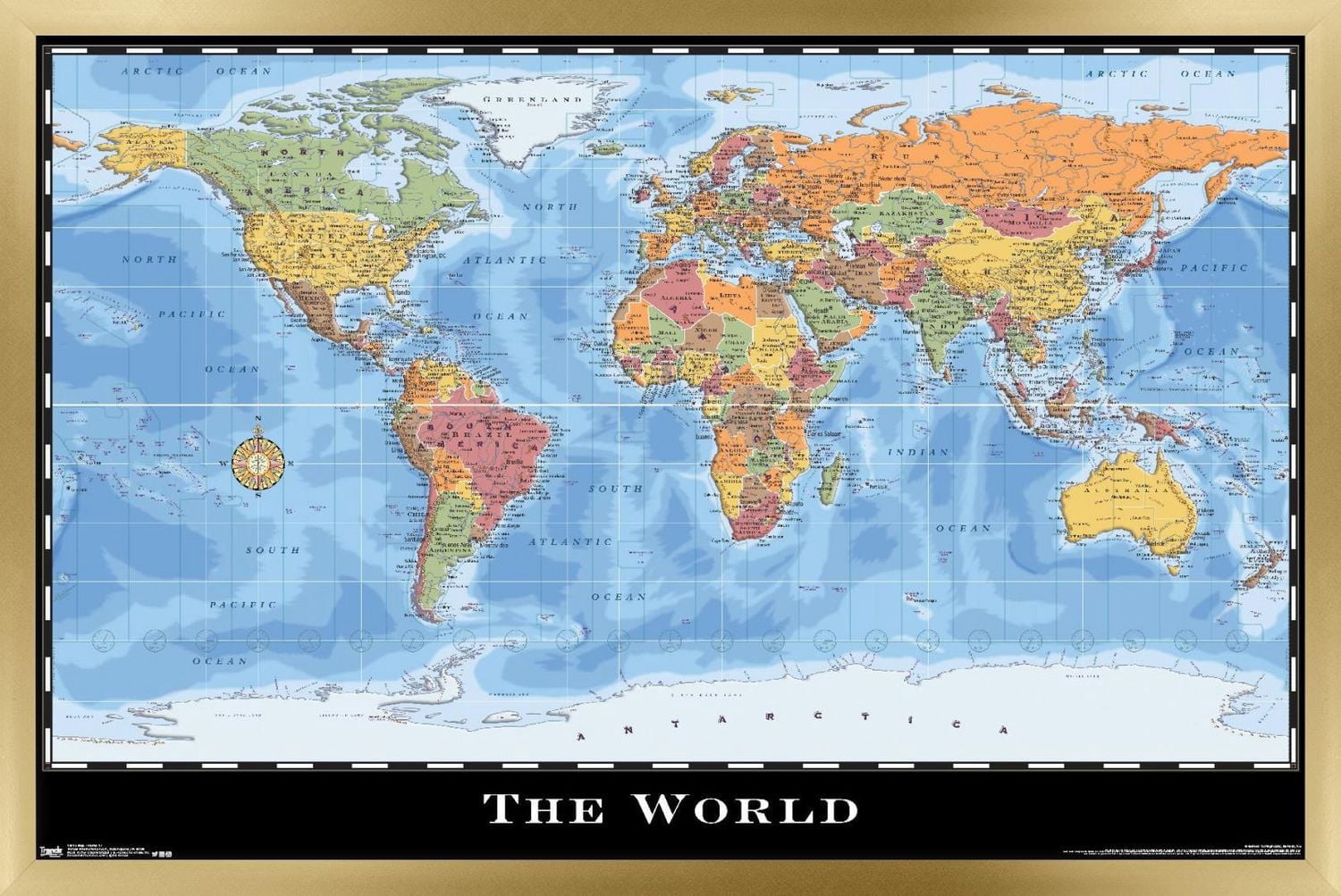 Map - World Wall Poster, 22.375" x 34"