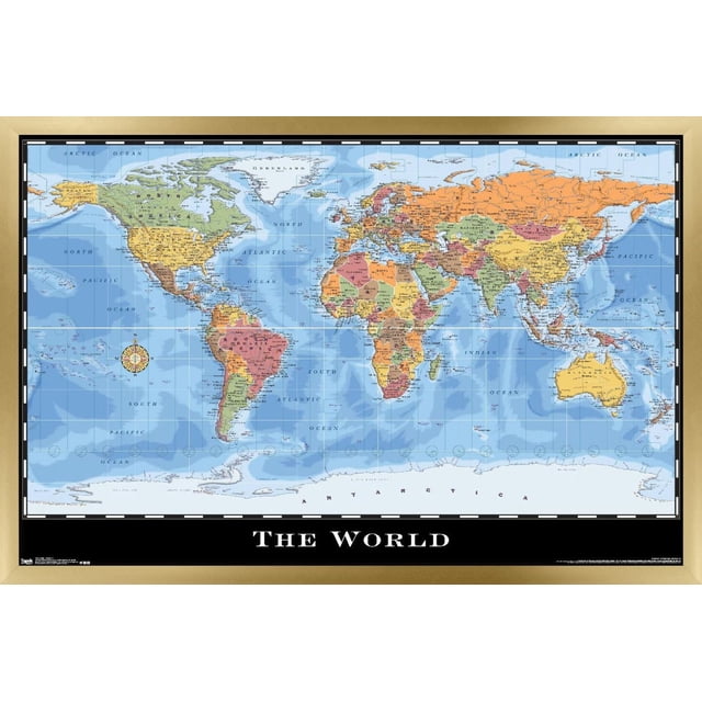 Map - World Wall Poster, 22.375" x 34"