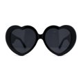 thumbnail image 3 of Womens Oversize Iconic Thick Plastic Arm Heart Sunglasses All Black, 3 of 4