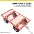 thumbnail image 3 of Gorilla Carts Steel Utility Cart with Removable Side Panels, 800 lb Capacity, Red, 3 of 10