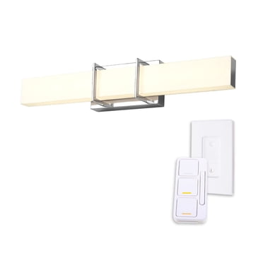 Ambiance Select applique murale couleur ajustable chrome de 24 po à DEL intégrée avec diffuseur en acrylique givré et télécommande murale avec gradateur