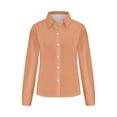 thumbnail image 5 of Besolor Button Down Shirts for Women Solid Color Long Sleeve Colared Tops Loose Office Blouses for Casual Work, 5 of 5