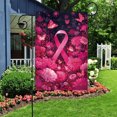 thumbnail image 1 of Chanana Breast Cancer Awareness Garden Flag Double Sided Outdoor Breast Cancer Pink Ribbon Butterfly Decorations Support Peace Hope Power Faith Holiday Small Yard Outdoor Decoration 12 X 18 In, 1 of 6