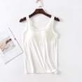 thumbnail image 4 of MIASHUI Camisoles pour Femmes avec Soutien-Gorge Intégré Été Décontracté Col Rond Sans Manches T-Shirt, Blanc, P, 4 of 4
