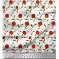 thumbnail image 1 of Soimoi Toile de Coton Cambié Feuilles & Fraises Tissu Imprimé 1 Yard 42 Inch Wide, 1 of 3