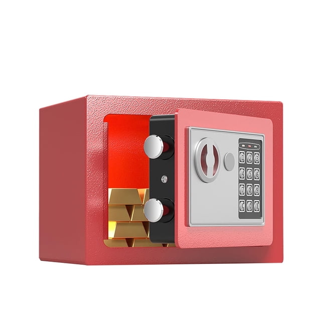 Mini Safe Key Password,Double Insurance Anti-theft Home Safe Deposit Box Fire Safe for Office