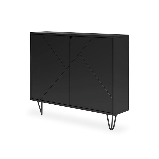 Slender Armoire de Rangement à 2 Portes (Noir)