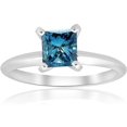 thumbnail image 1 of 1ct Blue Princess Cut Diamond Solitaire Engagement Ring 14k White Gold, 1 of 4