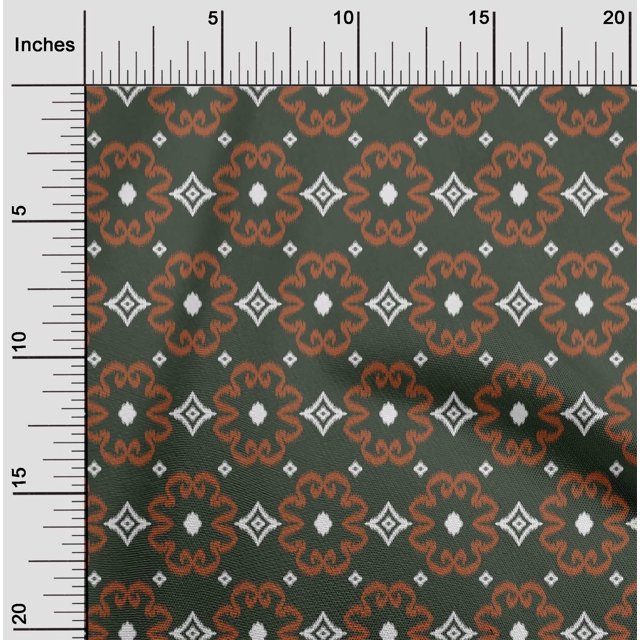 oneOone Cotton Silk Fabric Diamond & Swirl Ikat Print Sewing Fabric BTY 42 Inch Wide