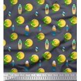 thumbnail image 1 of Soimoi Modal Satin Fabric Skull,Sun & Palm Tree Nature Printed Fabric 1 Yard 42 Inch Wide, 1 of 3