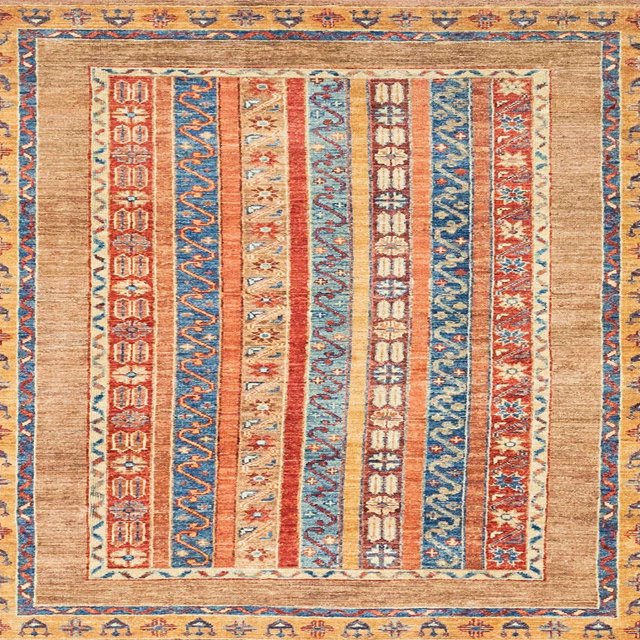 Ahgly Company Tapis d'Intérieur Carrés Abstraits Brun Chocolat, Tapis de Zone Abstraits, 3 Pieds Carré
