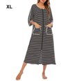 thumbnail image 3 of maskred Robe de Nuit Femme Polyester Col Rond Manches Longues Double Poche Respirante Automne Hiver Robe de Maison Vêtements de Nuit Noir TG, 3 of 6