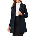 thumbnail image 1 of INSPIRE CHIC Manteaux pour Femmes Revers Cranté Manches Longues Simple Boutonnage Automne Hiver Caban TP Bleu Foncé, 1 of 7