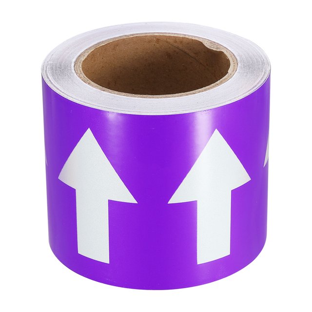 Unique Bargains Directional Flow Arrow Tape 4'x65', Adhesive Pipe Identification Marking Stickers, White on Purple