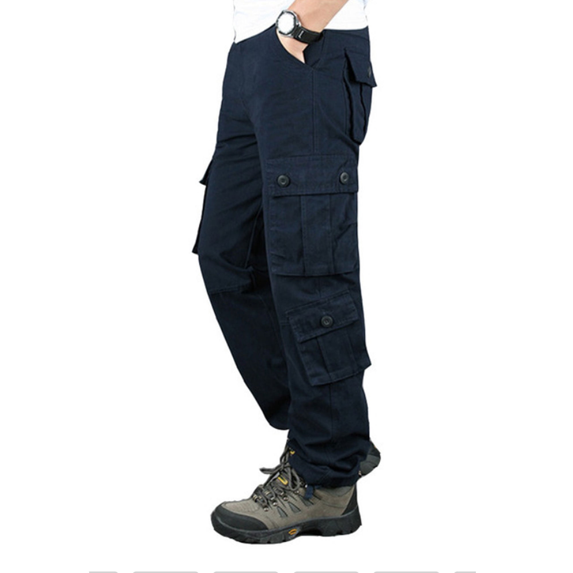 OmicGot Pantalon Décontracté pour Homme à Multiples Poches Pantalon en Coton Homme Grande Taille Pantalon Cargo Homme Plein Air Randonnée Randonnée Joggers Pantalon Cargo 29-44