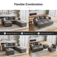 thumbnail image 4 of HONBAY Canapé Sectionnel Convertible en Velours avec Lit et Rangement pour Ensembles de Meubles de Salon, Gris Perle, 4 of 7
