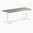 thumbnail image 1 of Desky Bureau Assis-Debout en Bois Dur à Résine Double - Rivière Bleue en Teck / 72 x 30 Pouces / Blanc, 1 of 10