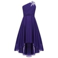 thumbnail image 4 of Oyolan Robe de Demoiselle d'Honneur Junior pour Fille, Perles, une Épaule, Ligne A, Mariage, Concours, Fête, Robe de Bal, Violet, 8, 4 of 7