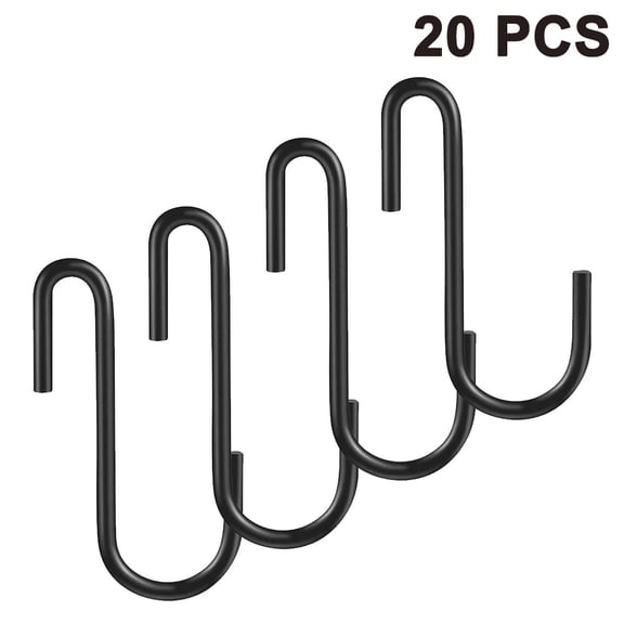 20 Pack Heavy Duty S Hooks Pan Pot Holder Rack Hooks Hanging Hangers S Shaped Hooks for Kitchenware Pots Utensils Clothes Bags Towels Plants