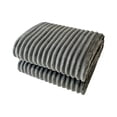 thumbnail image 2 of Plaid en Flanelle Polaire - Couverture Douce à Rayures en Microfibre Côtelée, Couverture Chaude et Confortable en Polyester Pour, Gris, JKODE, 2 of 9