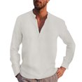 thumbnail image 4 of PMUYBHF T-Shirts pour Homme T-Shirts Graphiques T-Shirts Hommes Mode Décontractée Printemps et Automne Mode Couleur Unie Bouton Manches Longues Col Chemise Haut, 4 of 6