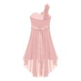 thumbnail image 4 of RUNQHUI Robe à une Épaule pour Enfants Filles en Chiffon Demoiselle d'Honneur Robe Haute Basse Robe de Soirée Formelle Rose 6, 4 of 6