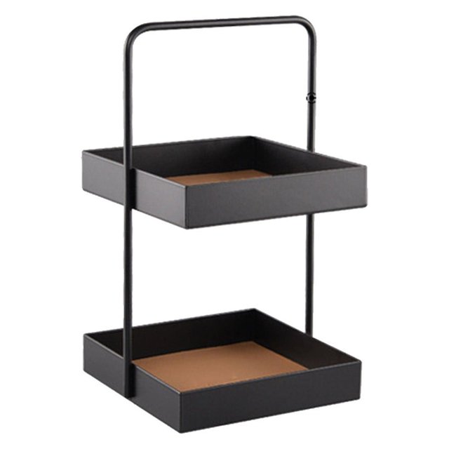Cosmetic Cases 2 Tier Countertop Organizer For Bathroom Counter Shelf Serving Tray Cosmetic Perfume Storage Rack Kitchen Rack Bathroom Accessories Organizer Rectangle Black, Cosmetic Cases for Women