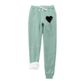 thumbnail image 1 of vdgthytj Women Winter Warm Fleece Pants Cute Print Drawstring Elastic Waist Sweatpants Plus Size Lounge Trousers, 1 of 3