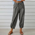 thumbnail image 2 of QATAINLAV Mes Commandes Passées par Moi, Pantalon Capri Taille Haute à Cordon pour Femme en Coton et Lin, Pantalon Décontracté d'Été pour la Plage, Pantalon Court à Boutons et Bas Resserré avec Poches Gris Foncé TTG, 2 of 8