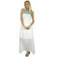 thumbnail image 1 of Bimba Robe Longue Maxi Blanche pour Femmes à Moitié Doublée avec Encolure Perlée, 1 of 6