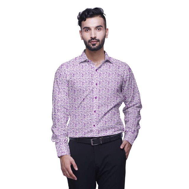 BESTMAN Printed Formal Shirts For Men Spread Collar Cotton Shirt