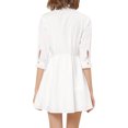 thumbnail image 3 of INSPIRE CHIC Robe-Chemise pour Femme Manches 3/4 Boutonnée Mini Robes Blanc m, 3 of 7