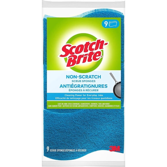 Scotch-Brite Scrub Sponge, 9 Pack, Non Scratch, Multipurpose Sponges for Dishes ,Garage,Outdoor, Kitchen