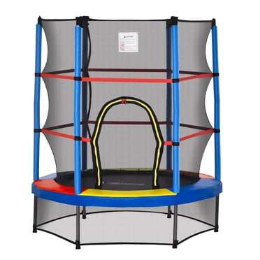Outsunny Kids Trampoline with Enclosure for Age 3-6 Years, Multi-Coloured