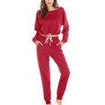 thumbnail image 1 of Ersazi Combinaison à Manches Longues pour Femmes Ensemble de Mode Féminine Couleur Col Rond Manches Longues Chandail en Molleton à Franges Pantalon en Liquidation Rouge P, 1 of 5