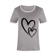 thumbnail image 3 of SMihono Hauts pour Femmes Été Décontracté Mode Féminine Décontracté Imprimé Col Rond Ample Manches Courtes T-shirt Chandail Oversize T-shirt pour Femmes 2023, 3 of 4