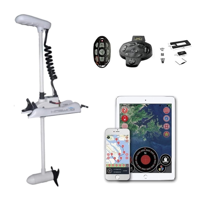 HASWING OUTDOOR Electric Trolling Motor – 12V 48" Shaft 55lbs Cayman GPS Anchor Control Bow Mount Fishing Boat Saltwater Freshwater with Wireless Remote Control, Quick Release Bracket, Foot Controller