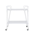 thumbnail image 3 of Linon Mia Metal and Mirrored Mid Century 2 Level Rolling Bar Cart in White, 3 of 16