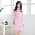thumbnail image 2 of TIEVOSA Girls Solid Silk Satin Kimono Robes Bathrobe Sleepwear Clothes 2-3 Years（Pink）, 2 of 3