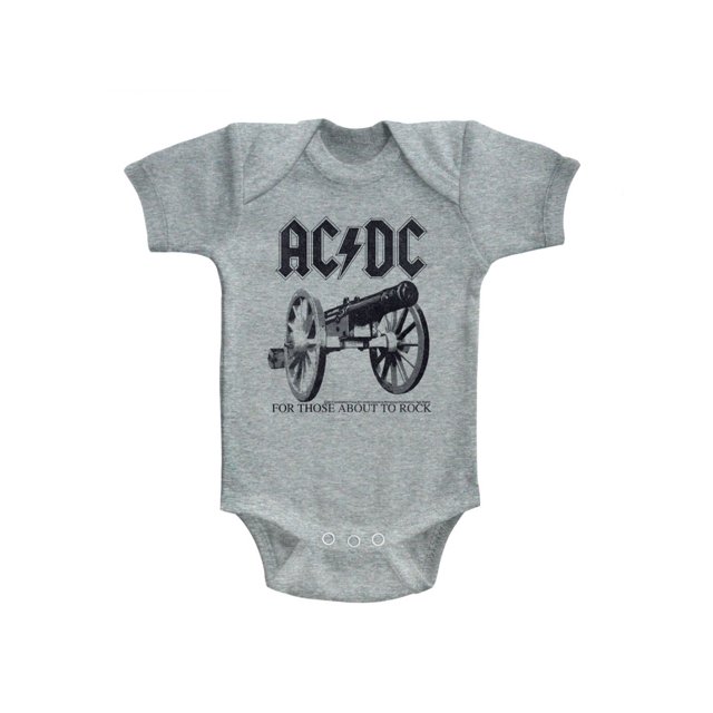 ACDC Grenouillère pour Bébé Gris Chiné « About To Rock Again » à Boutons-Pression