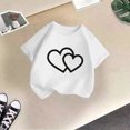 thumbnail image 5 of LUOGENLI T-Shirt pour Filles Enfant Filles Mignon Graphique Col Rond Manche Courte Tee Été Décontracté T-Shirt Chemises pour Filles Denim Blanc 9-10 Ans, 5 of 5