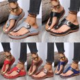 thumbnail image 2 of Women PU Leather Wedges Sandals Rhinestone Flip Flops Non-Slip Comfortable Summer Beach Walking, 2 of 6