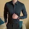 thumbnail image 4 of Men Business Shirt Button Placket Long Sleeve Lapel Solid Color Single-breasted Warm Soft Cardigan Plus Size Spring Shirt Men Clothes, 4 of 8