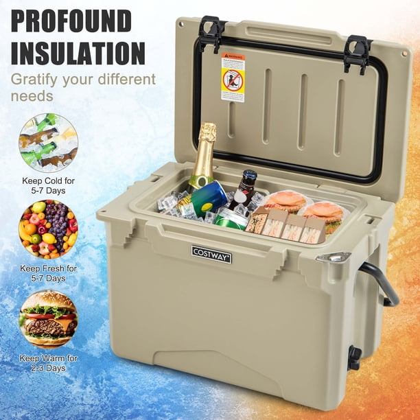 Costway 25 QT Portable Cooler Rotomolded Ice Chest Insulated Ice