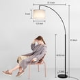 thumbnail image 4 of OUTON Lampe sur Pied Arquée de 81 Pouces avec Télécommande en Liquidation, 4 Températures de Couleur DEL à Intensité Réglable, Lampadaire Moderne, Abat-Jour en Lin Ajustable, Grande Lampe pour Salon, Chambre (Noir+abat-Jour Blanc), 4 of 8