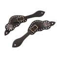 thumbnail image 4 of 1Pair Éperon Cuir Strass Western Style Vintage Cheval Équipement de Protection pour Extérieur Noir, 4 of 12