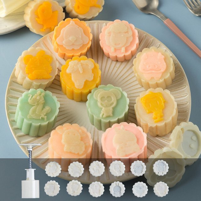 Labymos Mooncake Press Molds Mid-Autumn Festival Pastry Tool Fodant Gift Decor DIY Flower Patterns Mooncake