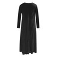 thumbnail image 4 of Long Sleeve Dress Women Womens Solid Color Loose Long Sleeve Long Dress Round Neck Asymmetric Layered Beach Long Dress Womens Long Sleeve Dress Cold Shoulder Dress for Women, 4 of 6