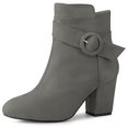 thumbnail image 1 of Unique Bargains Women's Round Toe Chunky Heel Zip Heeled Boots Ankle Booties, 1 of 7