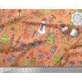 thumbnail image 3 of Soimoi polyester Crepe Fabric Gift Box,Snowman & Tree Christmas Print Fabric by the Yard 52 Inch Wide, 3 of 3